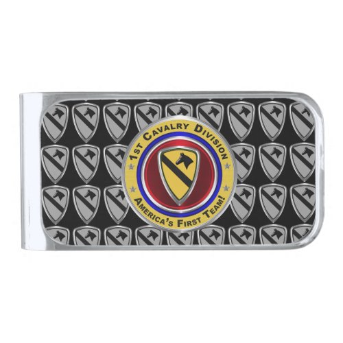 1st Cavalry Division First Team Silver Finish Money Clip