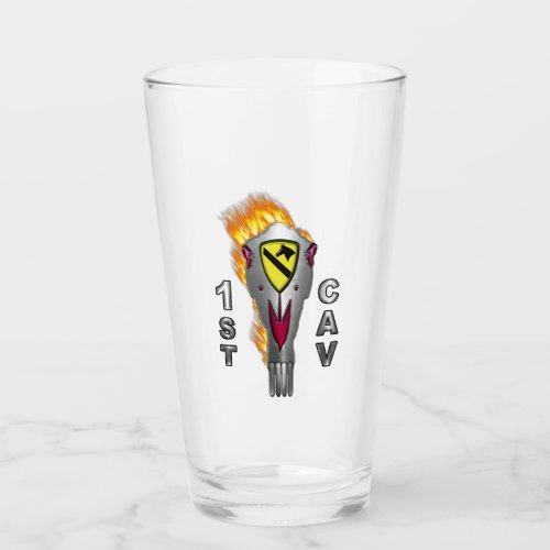 1st Cavalry Division Flaming Skull Glass
