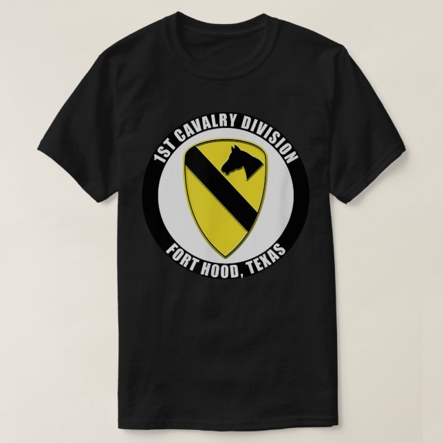 1st Cavalry Division Fort Hood Texas Emblem Vetera T-Shirt (Design Front)