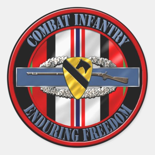 1st Cavalry Division Infantry OEF Classic Round Sticker