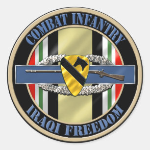 1st Cavalry Division Infantry OIF Classic Round Sticker