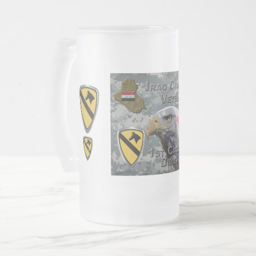 1st Cavalry Division  Iraq Veteran Frosted Glass Beer Mug