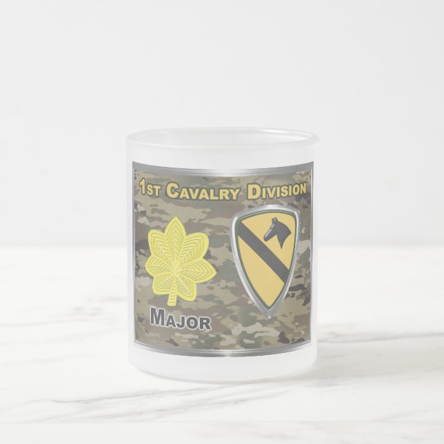 1st Cavalry Division Major Frosted Glass Coffee Mug (Center)