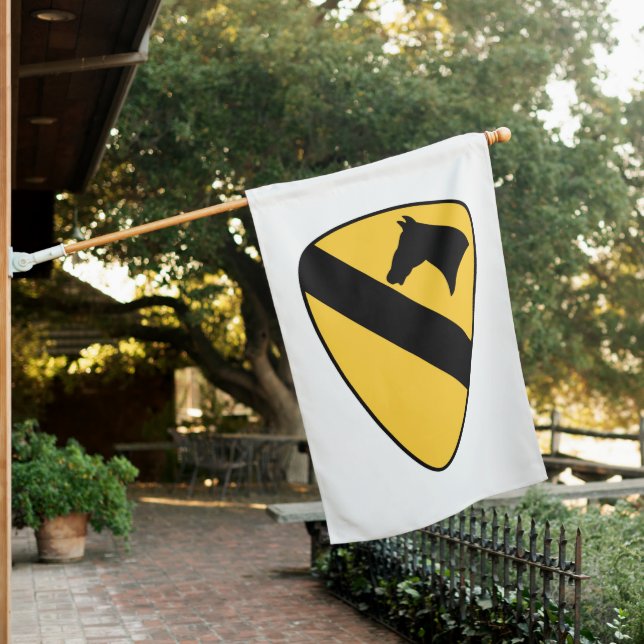 1st Cavalry Division Patch Patriotic House Flag (In SItu)