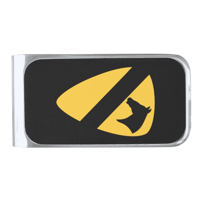 1st Cavalry Division Patch Patriotic Silver Finish Money Clip (Front)