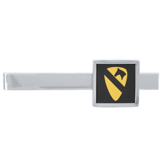 1st Cavalry Division Patch Patriotic Silver Finish Tie Bar (Front)