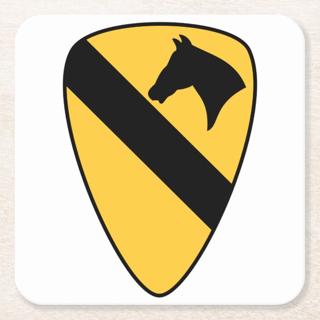 1st Cavalry Division Patch Patriotic Square Paper Coaster (Front)