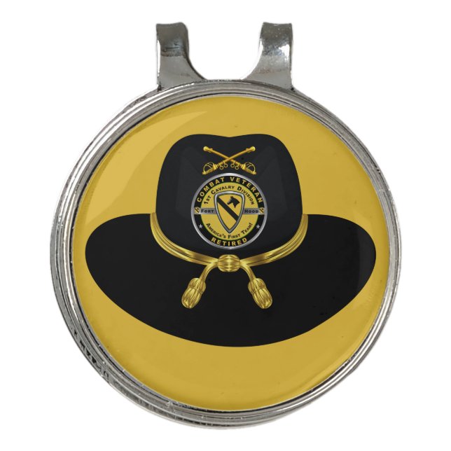 1st Cavalry Division Retired  Golf Hat Clip (Front)