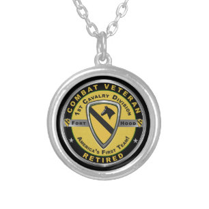 1st Cavalry Division Retired Silver Plated Necklace