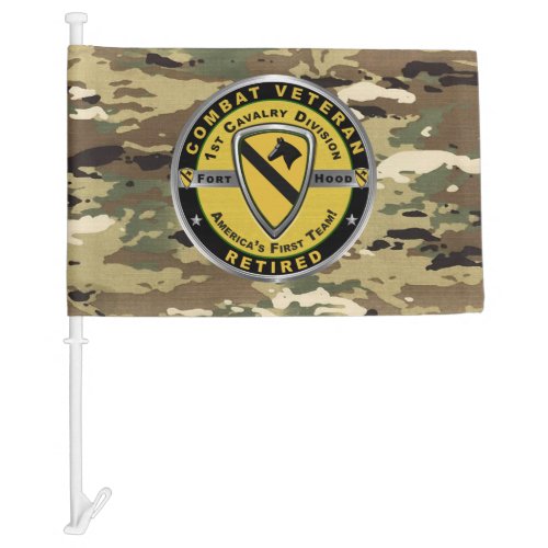 1st Cavalry Division Retired Veteran Car Flag