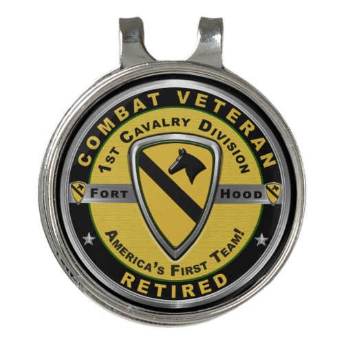 1st Cavalry Division Retired Veteran Golf Hat Clip