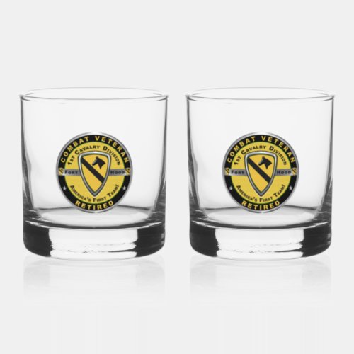 1st Cavalry Division Retired Whiskey Glass