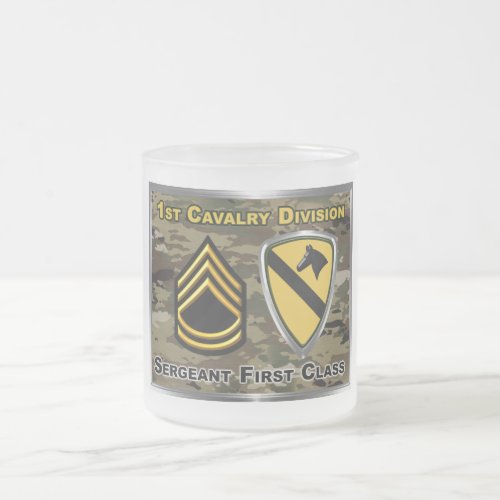 1st Cavalry Division Sergeant First Class Frosted Glass Coffee Mug