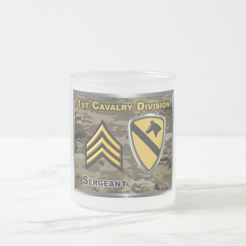 1st Cavalry Division Sergeant Frosted Glass Coffee Mug