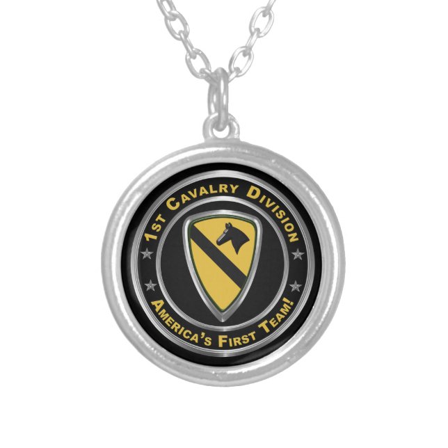 1st Cavalry Division  Silver Plated Necklace (Front)