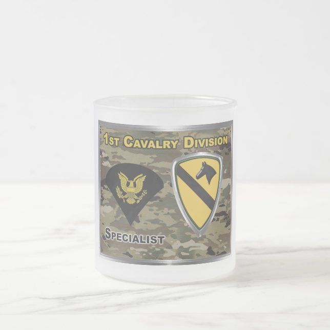 1st Cavalry Division Specialist Frosted Glass Coffee Mug (Center)