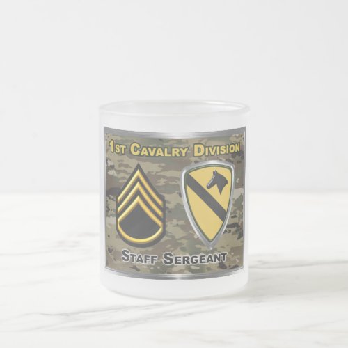 1st Cavalry Division Staff Sergeant Frosted Glass Coffee Mug