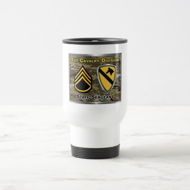 1st Cavalry Division Staff Sergeant Travel Mug (Center)