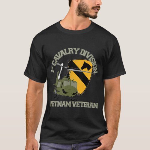 1st Cavalry Division Vietnam Veteran UH1 Gunship V T_Shirt