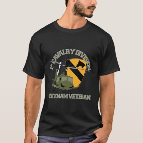 1st Cavalry Division Vietnam Veteran UH1 Gunship V T_Shirt