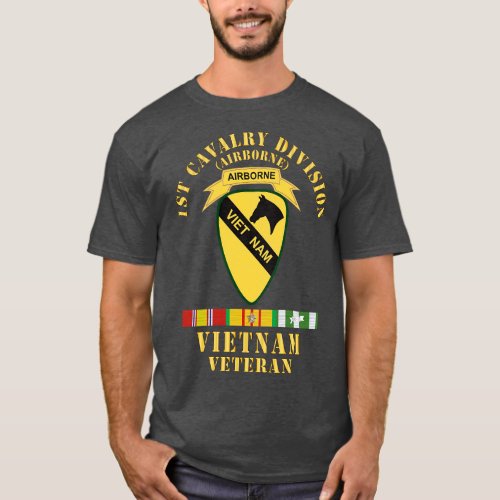 1st Cavalry Division Vietnam Veteran w VN SVC X T_Shirt