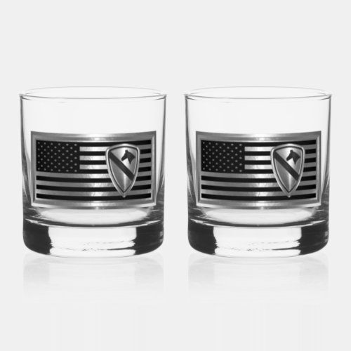 1st Cavalry Division Whiskey Glass