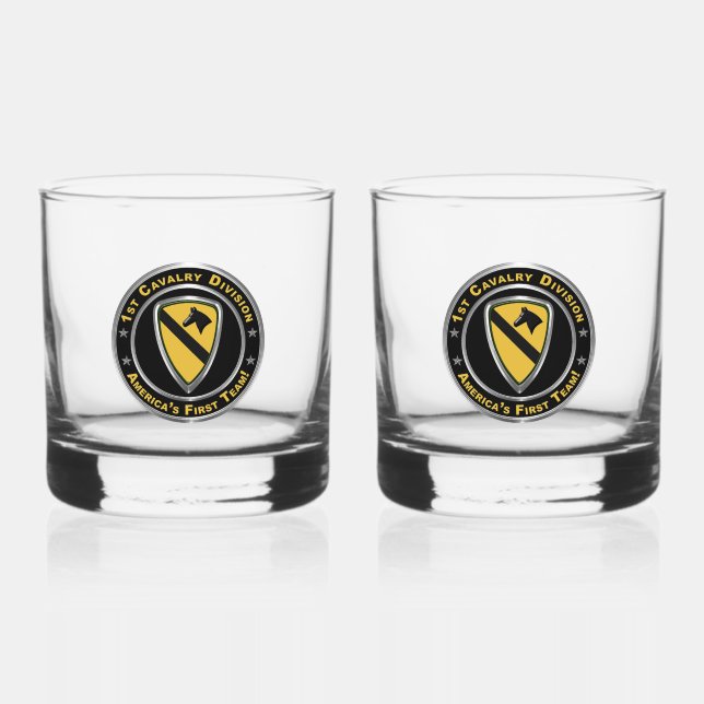 1st Cavalry Division  Whiskey Glass (Front)