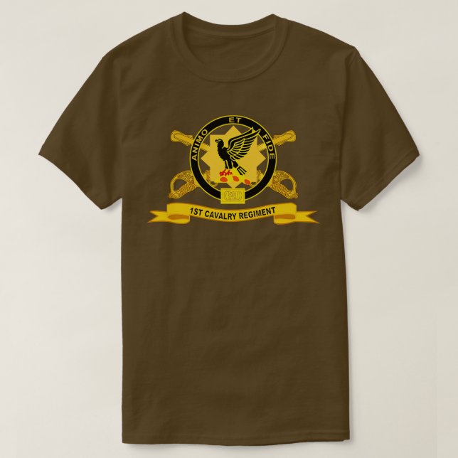 1st Cavalry Regiment w Br Ribbon T-Shirt (Design Front)