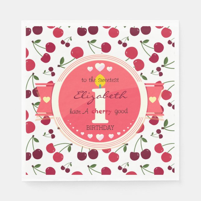 1st cherry good birthday Napkin (Front)