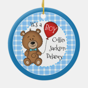 1st Child New Baby Boy Keepsake Christmas Gift Ceramic Ornament