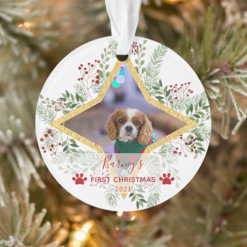 1st Chrismas Pet Gold and red Ornament