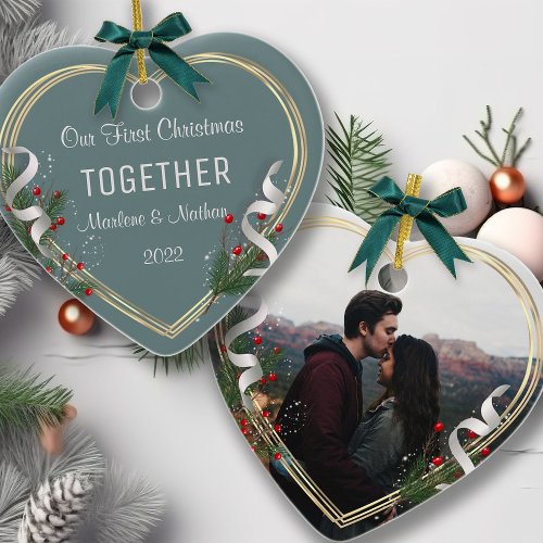 1st Chrismas Together Gold Frame Custom Photo Ornament