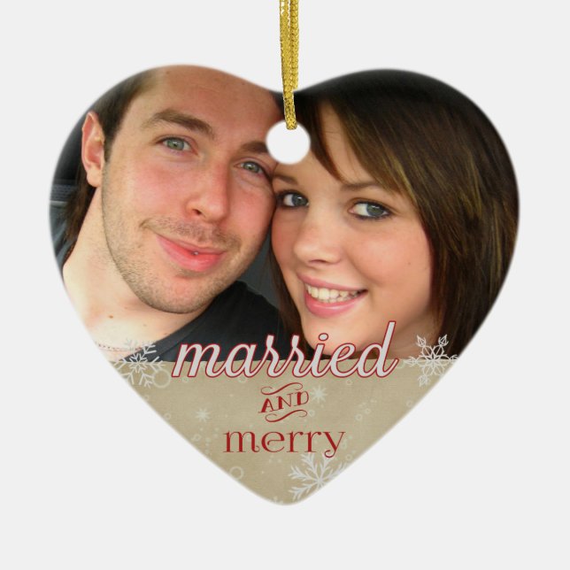 1st Christmas 20xx - Married & Merry Ceramic Ornament (Front)