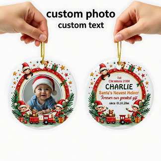 1st Christmas 2 sided, Elf Express Keepsake Ceramic Ornament