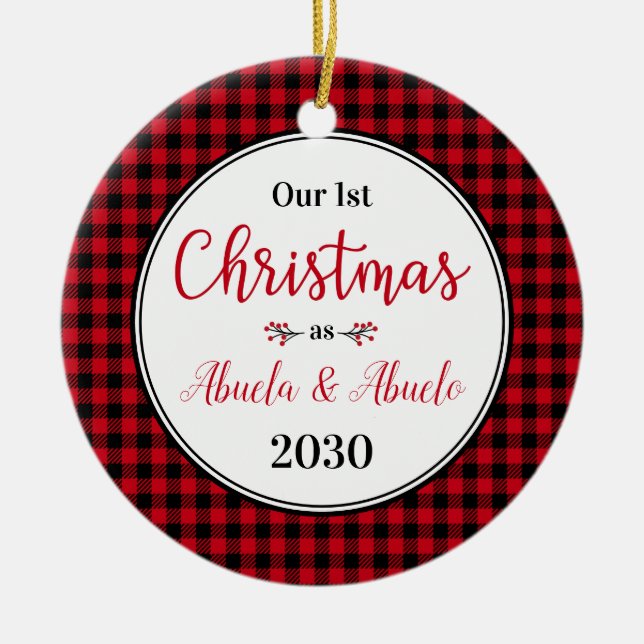 1st Christmas Abuela Abuelo Photo Ceramic Ornament (Front)