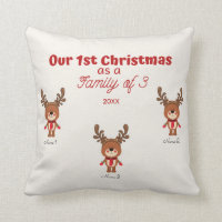 1st Christmas as a Family of 3 Throw Pillow