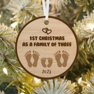 1st Christmas as a Family of three Metal Ornament