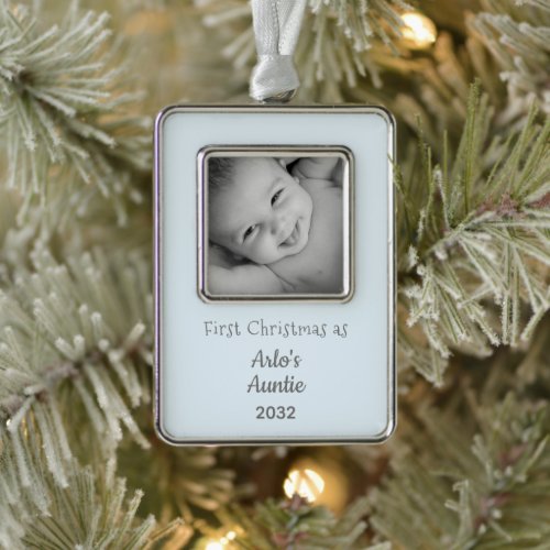 1st Christmas as Auntie from Nephew Name Photo Christmas Ornament