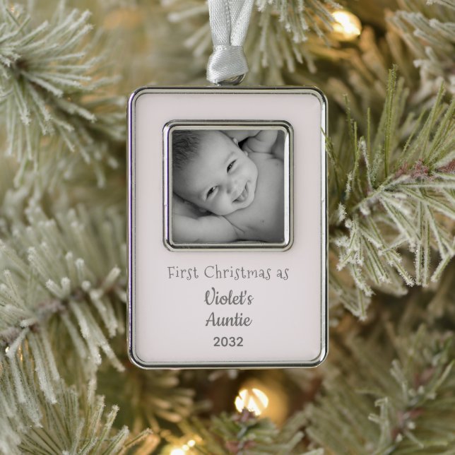 1st Christmas as Auntie from Niece Name Year Photo Ornament (Tree)