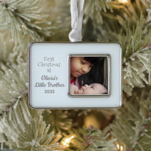 1st Christmas as Big Sister Little Brother Photo Ornament