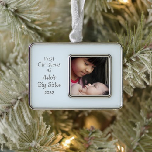 1st Christmas as Big Sister Personalize Name Photo Christmas Ornament