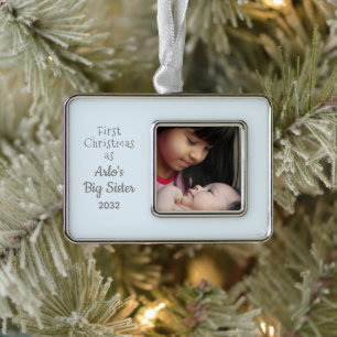 1st Christmas as Big Sister Personalize Name Photo Ornament