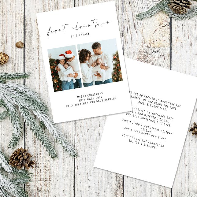 1st Christmas as Family 2 Photos Birth Announce Holiday Card (Creator Uploaded)