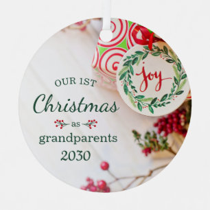1st Christmas As Grandparents Photo Metal Ornament