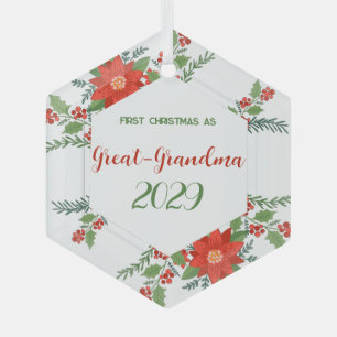 1st Christmas as Great Grandma Glass Ornament