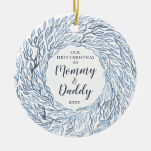 1st Christmas as Mommy & Daddy New Baby Boy Ceramic Ornament