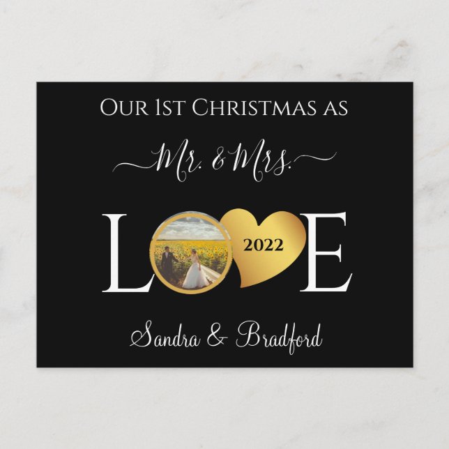1st Christmas as Mr Mrs Newlyweds  Holiday Card (Front)