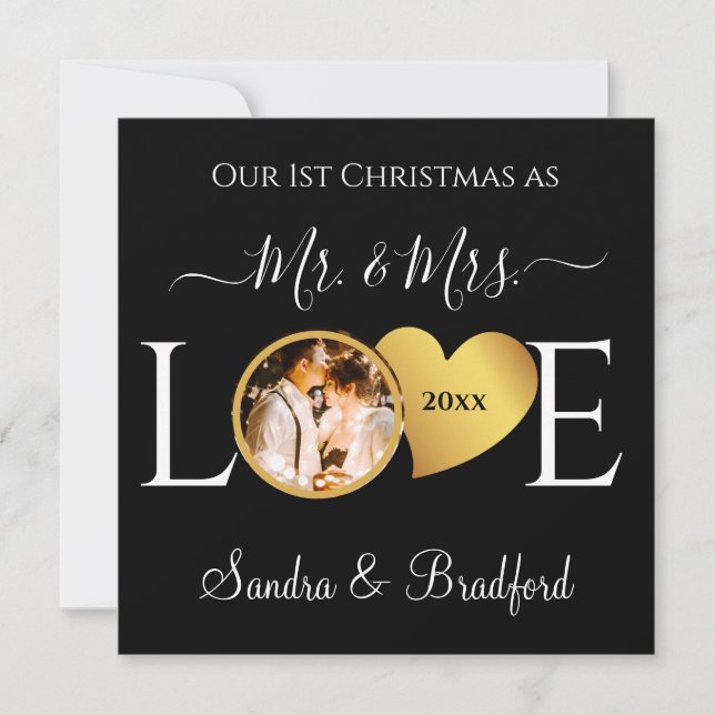 1st Christmas as Mr Mrs Newlyweds  Holiday Card (Front)