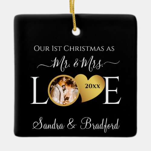 1st Christmas as Mr Mrs Newlyweds  Holiday Ceramic Ornament