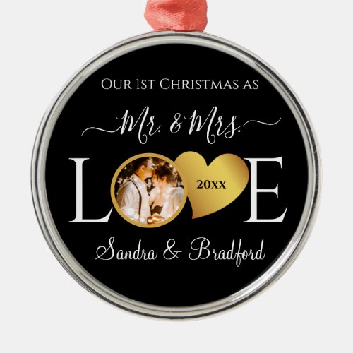 1st Christmas as Mr Mrs Newlyweds  Holiday  Metal Ornament